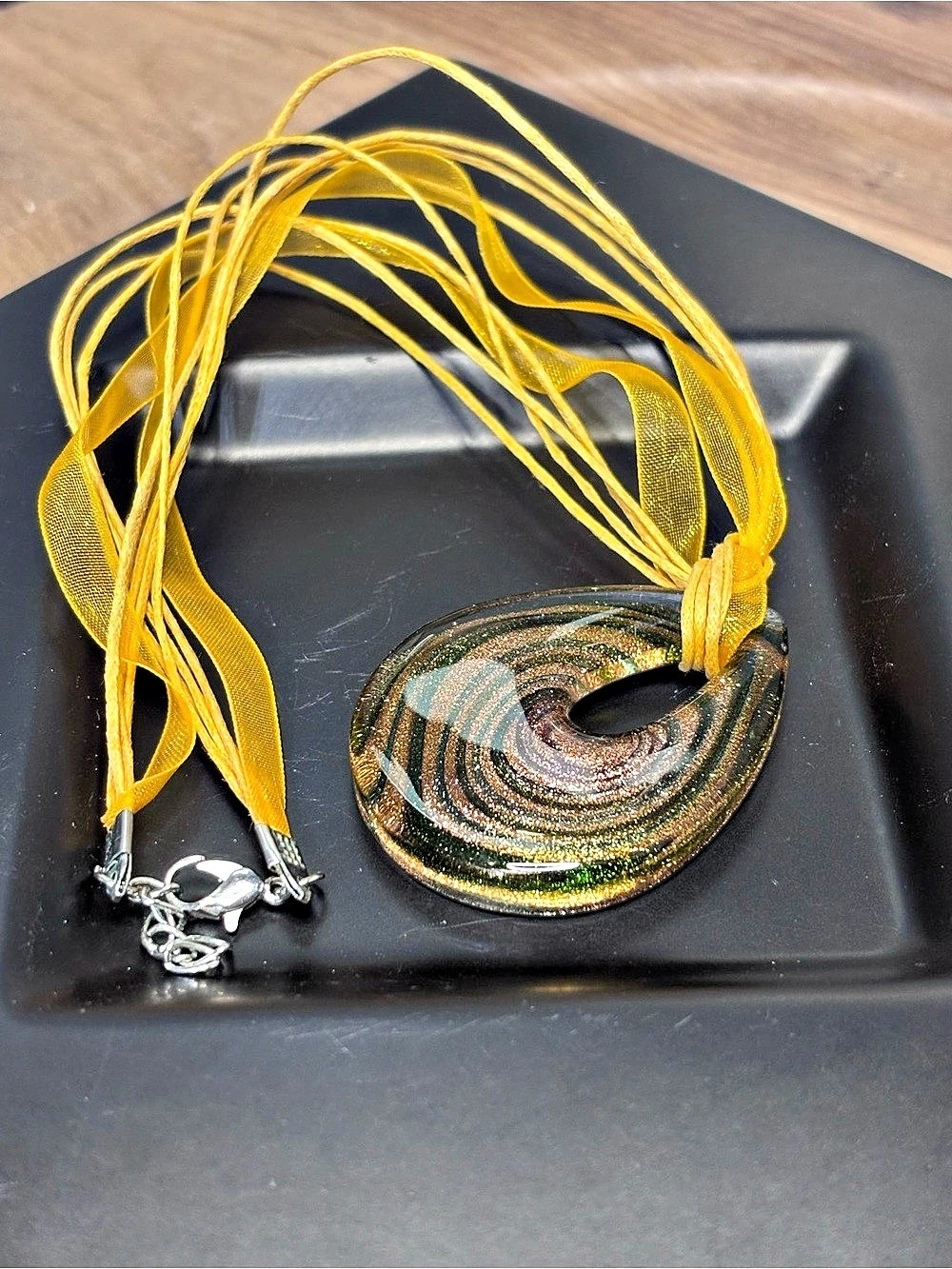 Stunning Art Glass teardrop pendant necklace, Vibrant!